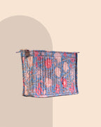 Powder Blue - Handblock Printed Quilted Pouch Trio