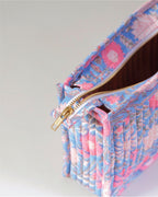 Powder Blue - Handblock Printed Quilted Pouch Trio