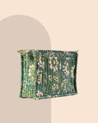 Sage Garden - Handblock Printed Quilted Pouch Trio