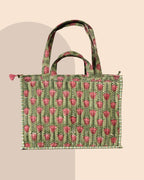Tulip Therapy- Handblock Printed Quilted Tote Bag