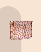 Vintage Peach - Handblock Printed Quilted Pouch Trio