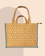 Vitamin DUH - Handblock Printed Quilted Tote Bag