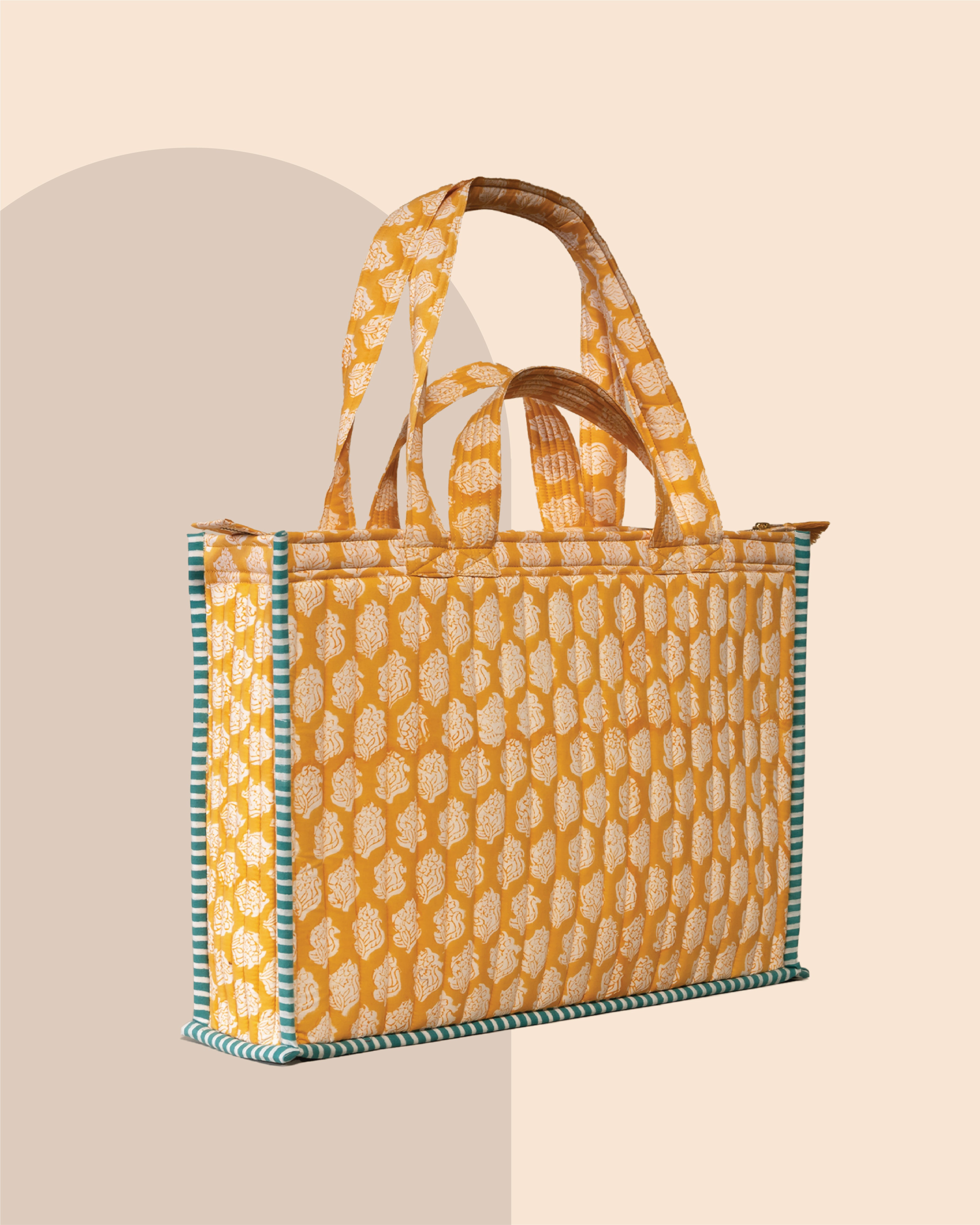 Vitamin DUH - Handblock Printed Quilted Tote Bag