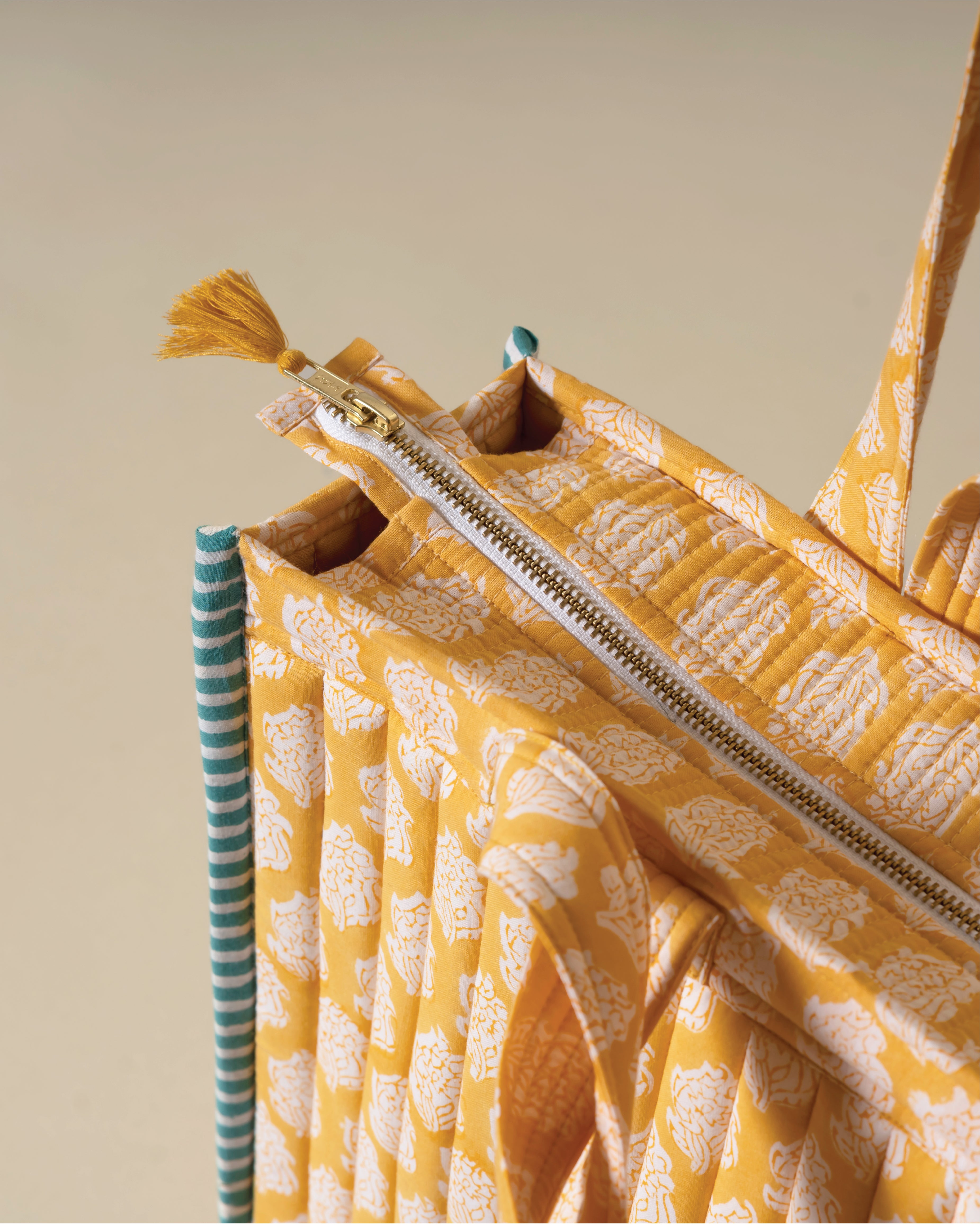 Vitamin DUH - Handblock Printed Quilted Tote Bag