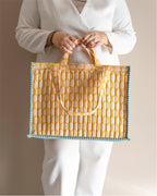 Vitamin DUH - Handblock Printed Quilted Tote Bag