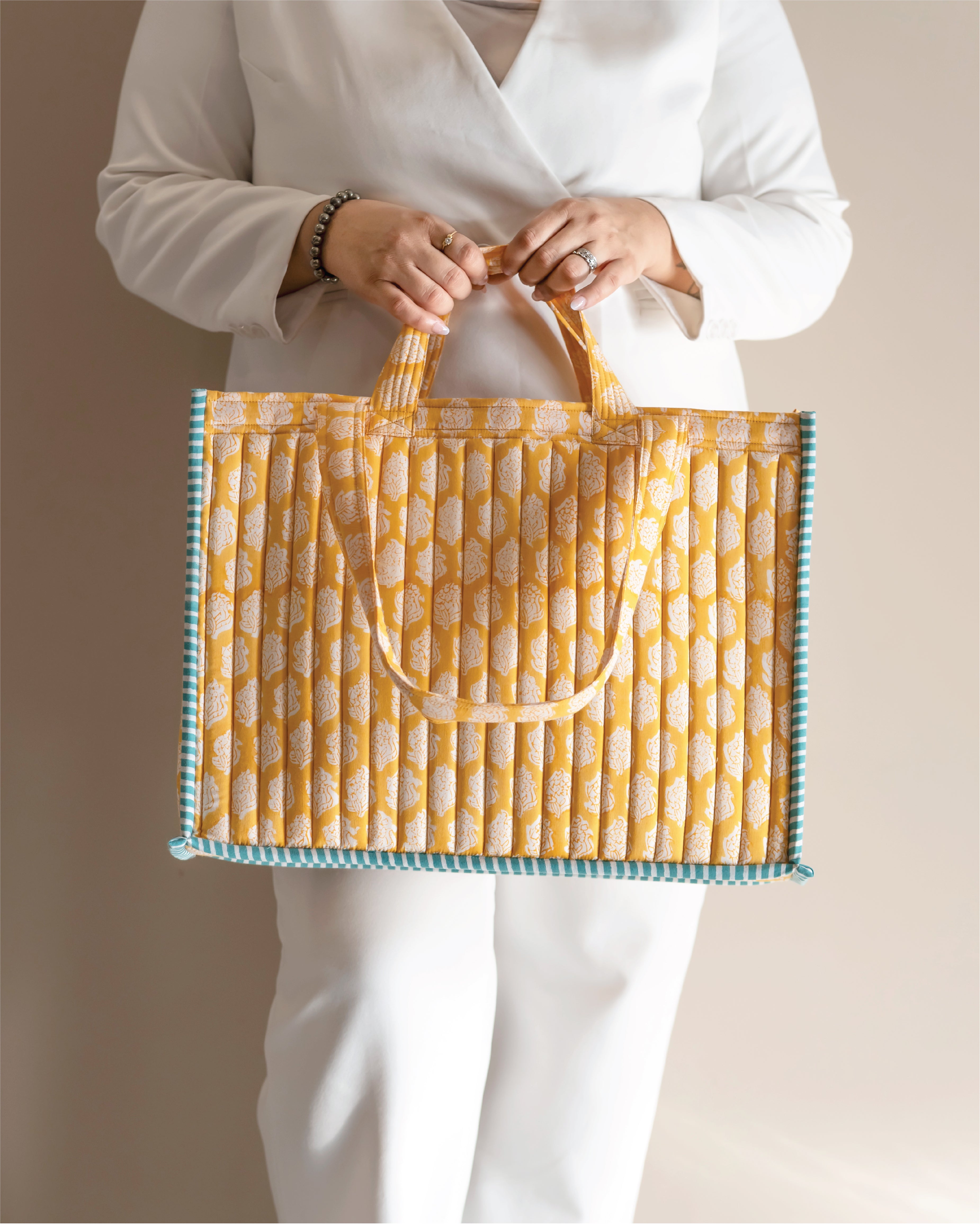 Vitamin DUH - Handblock Printed Quilted Tote Bag