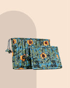 Yellow Poppy - Handblock Printed Quilted Pouch Trio